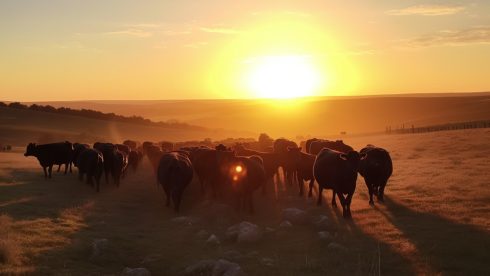 herd-cows-graze-pasture-sunset-created-with-generative-ai-technology